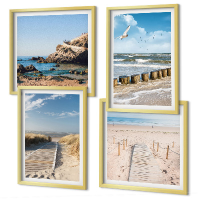 Multi-piece wall decor set Beach, sand, waves, sky, birds