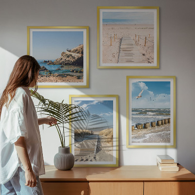 Multi-piece wall decor set Beach, sand, waves, sky, birds