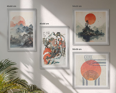 Wall art set Asian landscapes japandi