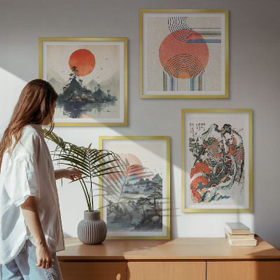 Wall art set Asian landscapes japandi