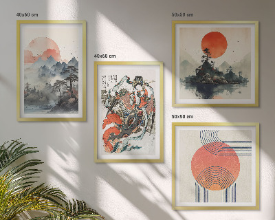 Wall art set Asian landscapes japandi