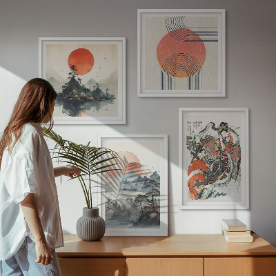 Wall art set Asian landscapes japandi