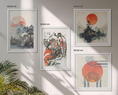 Wall art set Asian landscapes japandi