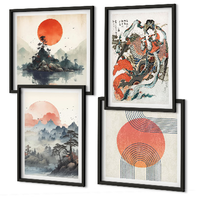Wall art set Asian landscapes japandi