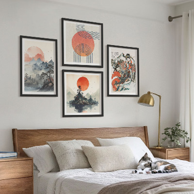 Wall art set Asian landscapes japandi