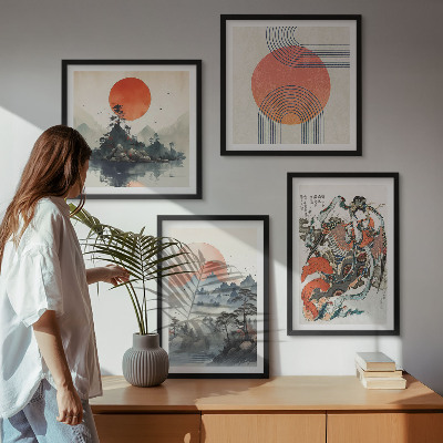 Wall art set Asian landscapes japandi