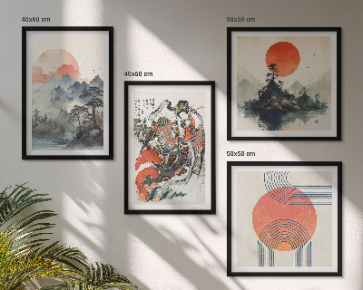 Wall art set Asian landscapes japandi