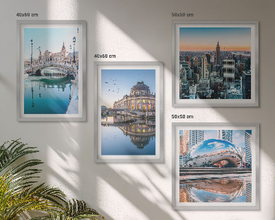 Set of 4 wall art pieces Architecture of cities on water