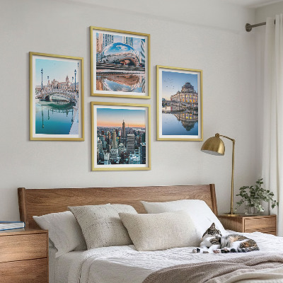 Set of 4 wall art pieces Architecture of cities on water