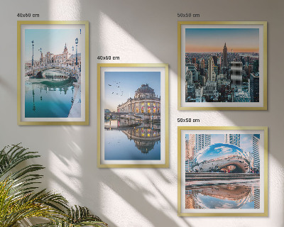 Set of 4 wall art pieces Architecture of cities on water