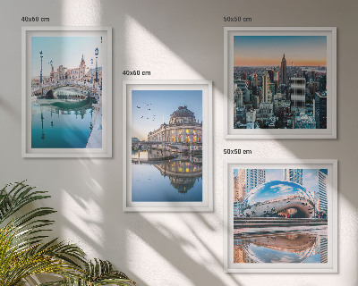 Set of 4 wall art pieces Architecture of cities on water