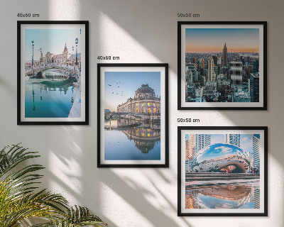 Set of 4 wall art pieces Architecture of cities on water