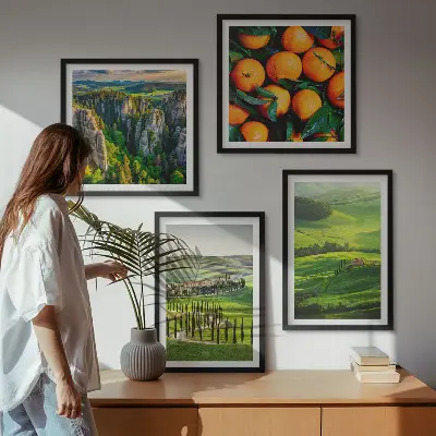 Multi-piece wall decor set Italian countryside nature with oranges