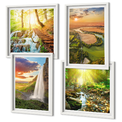 Wall art set Orange Mountain Waterfall