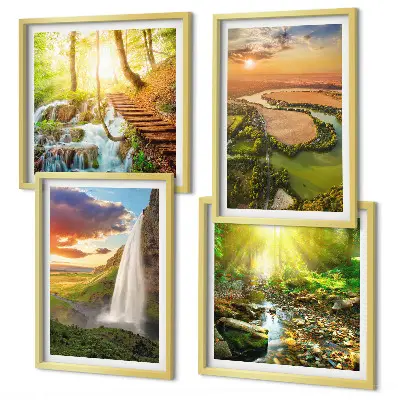 Orange Mountain Waterfall wall art set wall art set