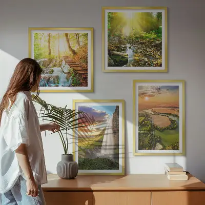 Orange Mountain Waterfall wall art set wall art set