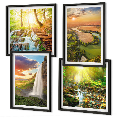 Wall art set Orange Mountain Waterfall