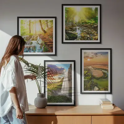 Orange Mountain Waterfall wall art set wall art set