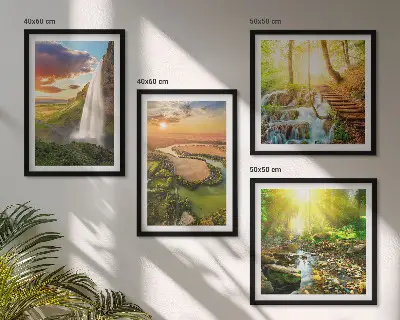 Orange Mountain Waterfall wall art set wall art set