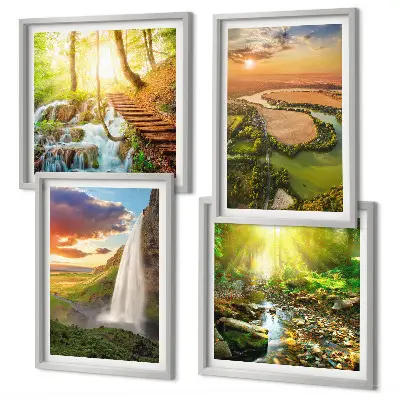 Orange Mountain Waterfall wall art set wall art set