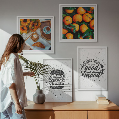 Set of 4 wall art pieces Juicy Oranges Kitchen