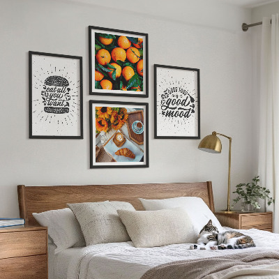 Set of 4 wall art pieces Juicy Oranges Kitchen