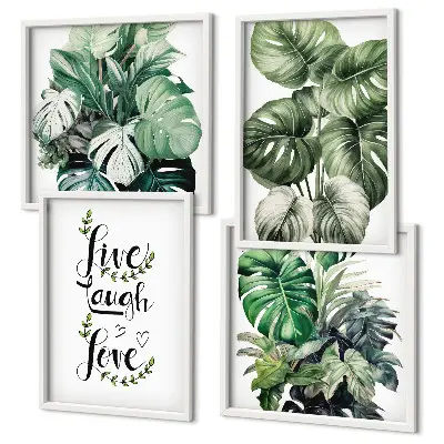 Leafy plants live laugh love wall art set 