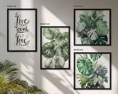 Leafy plants live laugh love wall art set 