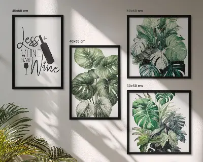 Green wine plant leaves wall art set of 4 pieces
