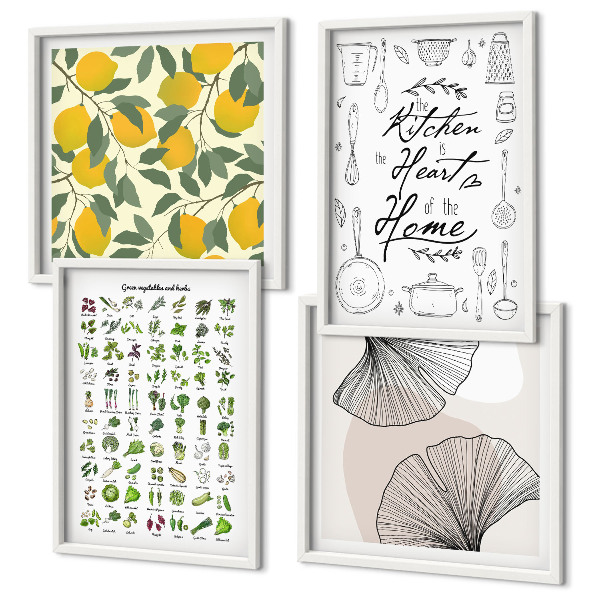 Multi-piece wall decor set Kitchen herbs lemon painting