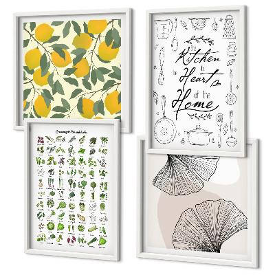Multi-piece wall decor set Kitchen herbs lemon painting