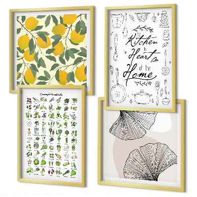 Multi-piece wall decor set Kitchen herbs lemon painting