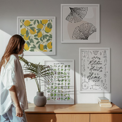 Multi-piece wall decor set Kitchen herbs lemon painting