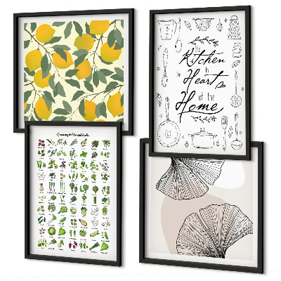 Multi-piece wall decor set Kitchen herbs lemon painting