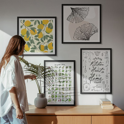 Multi-piece wall decor set Kitchen herbs lemon painting