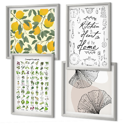 Multi-piece wall decor set Kitchen herbs lemon painting