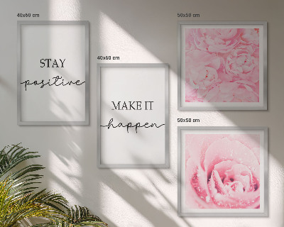 Wall art set Minimalist pink flowers