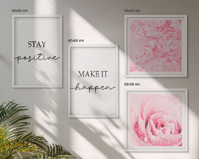 Wall art set Minimalist pink flowers