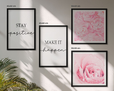 Wall art set Minimalist pink flowers