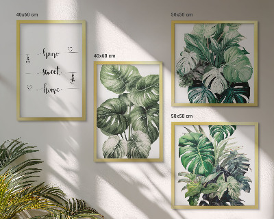 Set of 4 wall art pieces Watercolor Monstera Leaves