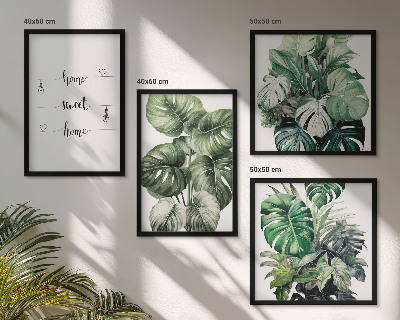 Set of 4 wall art pieces Watercolor Monstera Leaves