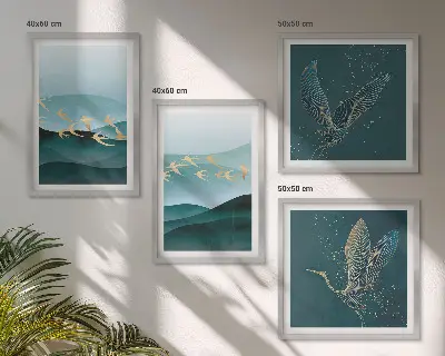 Multi-piece wall decor set abstract bird wave landscapes