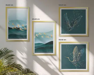 Multi-piece wall decor set abstract bird wave landscapes
