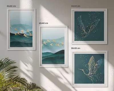 Multi-piece wall decor set abstract bird wave landscapes
