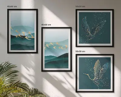 Multi-piece wall decor set abstract bird wave landscapes