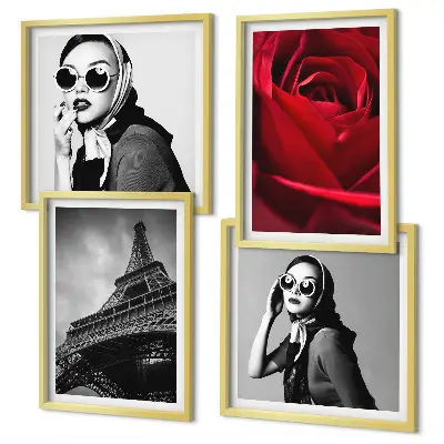 Multi-piece wall decor set featuring a Parisian lady with Eiffel tower glasses