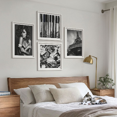 Wall art set Portrait of a Woman with an Eiffel Rose