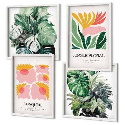 Multi-piece wall decor set Flowers leaves modern posters