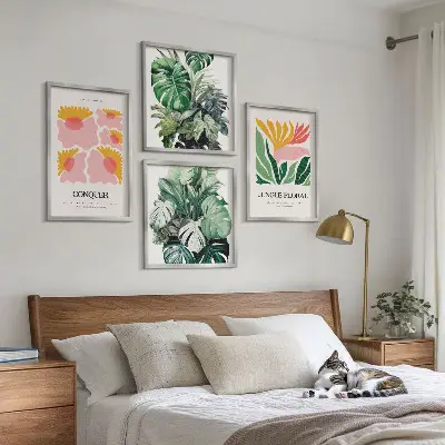 Multi-piece wall decor set modern flower and leaf posters