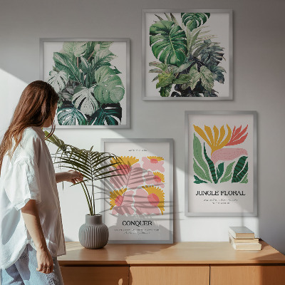 Multi-piece wall decor set Flowers leaves modern posters